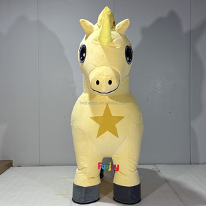 Costume Gonfiabile da Mascotte Unicorno Giallo Chiaro, MOQ 1P 2m, Personaggio Cartoonesco Colorato per Eventi Scolastici - Product Image 5