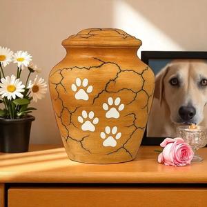 Handmade Wooden Pet <b>Urn</b> Cremation Keepsake Jar Engraved Paw Print Memorial <b>Urn</b> for Dog or <b>Cat</b> - Product Image 3