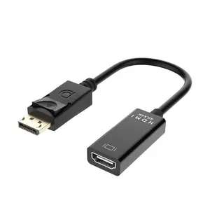 用于PC电视投影仪的DP到HDMI兼容适配器4k显示端口公到HDMI母转换器电缆
