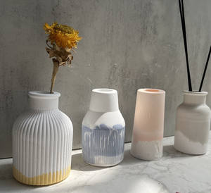 VS014 <span class=keywords><strong>Moule</strong></span> en Silicone Fait Main 3D <span class=keywords><strong>pour</strong></span> Pot de Fleur en Plâtre de Ciment ou Vase en Céramique, Décoration Maison DIY - Product Image 2