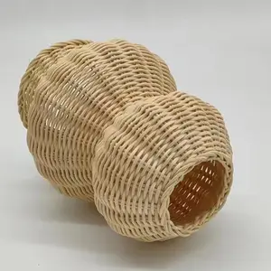 Verão rattan material natural produtos artesanais Vaso para flores secas