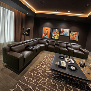 Set di divani reclinabili elettrici in vera pelle di lusso multifunzionale per soggiorno o teatro - Product Image 2