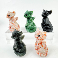 Crânes de Quartz en Cristal Sculpté pour Décoration et Souvenirs, Petit Dragon de Feu Naturel Artisanal, Guérison Reiki