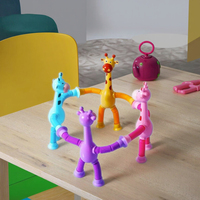 Girafe à ventouse lumineuse télescopique en plastique, jouet éducatif interactif parent-enfant, tube extensible anti-stress pour enfants de 5 à 7 ans