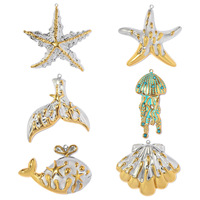 BM Accessoires d'été en gros DIY Pendentifs et breloques de mode pour femmes en acier inoxydable, motifs coquillage, grande étoile de mer et queue de poisson