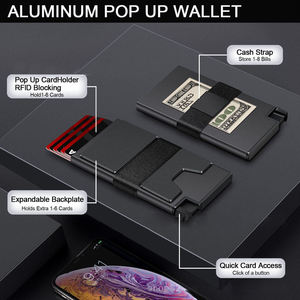 Großhandel Pop-up Geldbörse Kreditkarten-Metallhalter Minimalistischer Individueller Visitenkartenhalter mit Gummiband Männer Geschenk Kartenhalter - Product Image 3