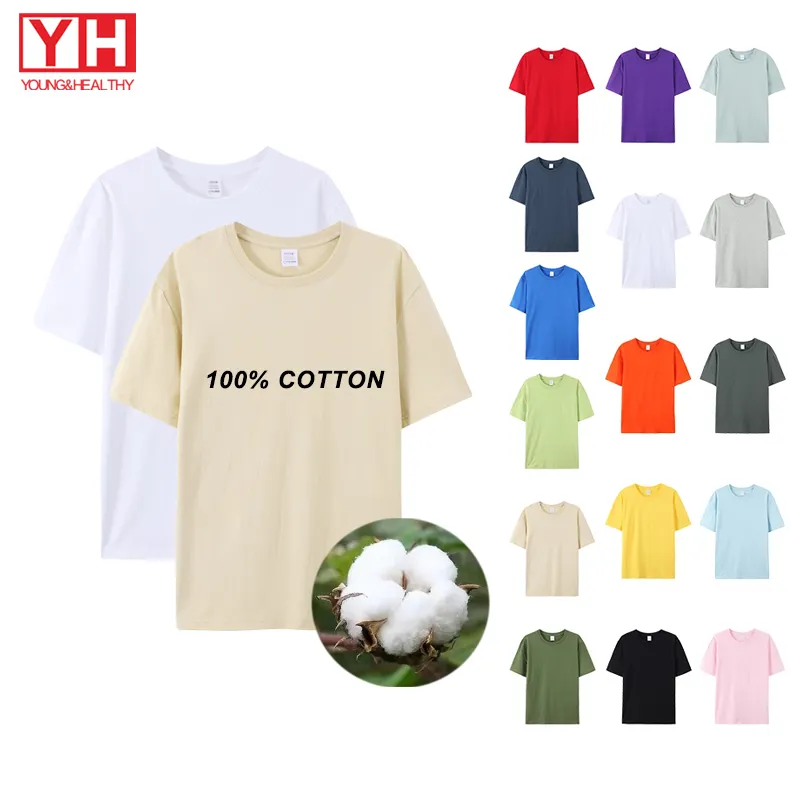 Hochwertiges individuelles T-Shirt Druck 100 % Baumwolle rundhalsausschnitt Kurze Ärmel einfarbiges T-Shirt für Herren