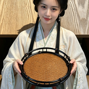 Bamboo Round Tray Traditional Chinese Tea Ceremony Accessory Eco-Friendly Storage Plate - Product Image 2