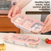 Boîte à lunch étanche et anti-fuite en acier inoxydable de qualité alimentaire, style minimaliste, 3 compartiments, pour la conservation des aliments