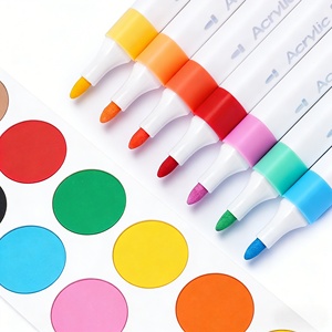 Marqueurs acryliques 12/24 couleurs, pointe bille, sans danger pour la peau, haute couvrance, corps triangulaire, sans bavure pour les séances de dessin longues - Product Image 5
