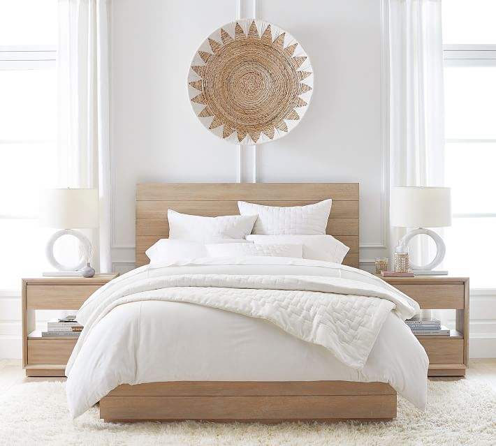 Home furniture American style wood bed living room farmhouse wood pacific platform bed & headboard