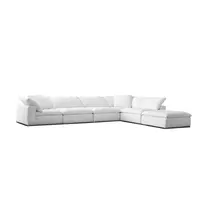 Sofá de tecido seccional, sala de estar sofá de tecido branco em forma de l móveis moderno modular nuvem