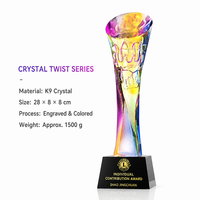 Trophée en cristal personnalisé, plaque de reconnaissance colorée à colonne torsadée pour événements d'entreprise, compétitions et cadeaux
