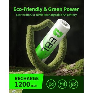 For EBL Precharged Ni-MH <b>AA</b> Rechargeable <b>Batteries</b> Pack of 8 2800mAh High Capacity with 1.2V Nominal Voltage Metal Housing - Product Image 4