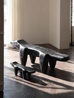 Banc Moderne de Luxe Noir, Banc Créatif en Forme de Crocodile, Banc Sculptural Long pour Villa, Hôtel, Couloir, Salon