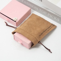 Petite pochette à bijoux en simili daim imprimée avec logo personnalisé sac d'emballage textile