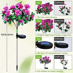 Solar Charged 600mAh <b>Battery</b> Capacity Rhododendron Lights Outdoor Garden Decoration Warm White LED RGB Color IP65 PC Material - Product Image 5