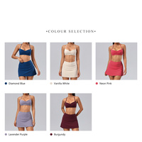 Setelan Olahraga OEM Front Twist Nude Feel Sportswear dengan Rok Tenis Lipit Belakang Berpinggang Tinggi dan Celana Pendek Terpadu untuk Padel Pickleball