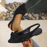 9036 Sandales plates pour femmes en daim à talon bas, grande taille 35-43, avec nœud, nouveau style, bout pointu, vente directe d'usine, best-seller