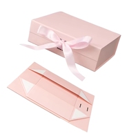 Boîte cadeau pliable réutilisable personnalisée et colorée rose avec couvercle pour vêtements, emballage de luxe avec ruban magnétique