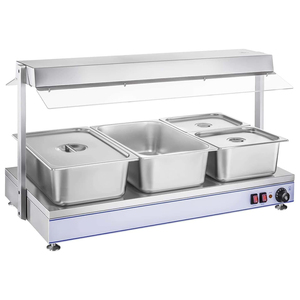 120x50cm Commercial Countertop Food Warmer with Heat <b>Lamp</b> & Sneeze Guard, Stainless Steel Buffet Warming Station for Restaurant - Product Image 3