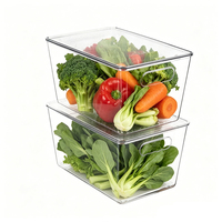 Boîte de rangement transparente multi-usages pour cuisine et garde-manger, en plastique PET, avec couvercle et poignée, vente en gros