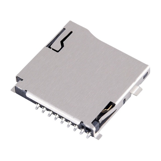 Push-Push Type Brass Micro SD Card Holder Socket TransFlash TF 9P Connector Self-Elastic