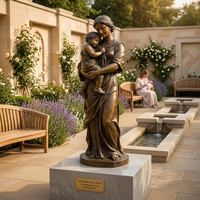 Sculpture en bronze grandeur nature mère et enfant, OEM ODM, sculpture réaliste en bronze à double figure pour parc extérieur