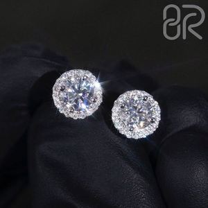 Vente chaude briller brillamment 14K 18K or boucle d'oreille bijoux fantaisie rond brillant coupe laboratoire cultivé diamant boucles d'oreilles pour les femmes - Product Image 2