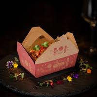 Boîte alimentaire jetable écologique en kraft, pliable, pour plats à emporter, boîte bento, avec languettes, logo personnalisé OEM, vente en gros, boîte biodégradable