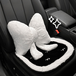 Cojín de asiento de coche de invierno, de felpa, diseño de lazo universal, antideslizante, para las cuatro estaciones, juego de fundas decorativas para asientos. - Product Image 3