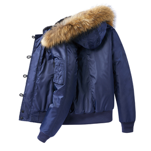 OEM ODM Winter MA-1 collo di pelliccia caldo spesso giacca a vento staccabile giacca da volo piumino da uomo - Product Image 4