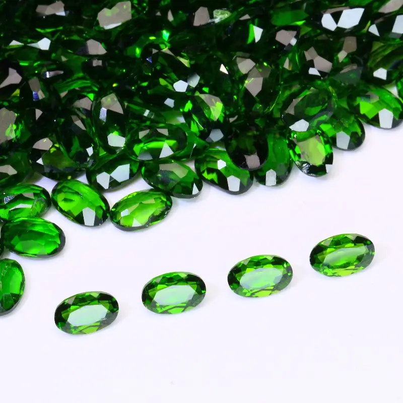 आभूषण बनाने के लिए प्राकृतिक ढीला रत्न प्राकृतिक 100% रंग अंडाकार कट हरा डायोपसाइड पत्थर