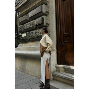 Ensemble de pulls pour femmes en polyester et coton marron, tricot respirant, manches longues, haut tendance, taille M - Product Image 1