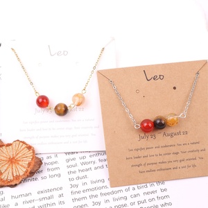 Entrega rápida Lucky Gemstone Rose Quartz Stress Relief Fashion Crystal Zodiac Necklace Set <span class=keywords><strong>para</strong></span> regalo perfecto - Product Image 1