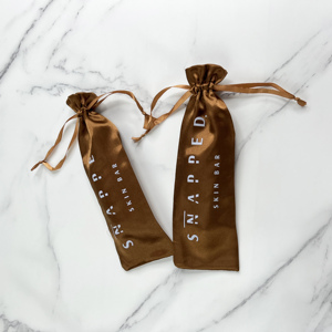 Customized Logo Printed Gold Lipstick Packaging Satin <b>Drawstring</b> Bags Hair Comb Packing Dust <b>Pouch</b> Bags - Product Image 2
