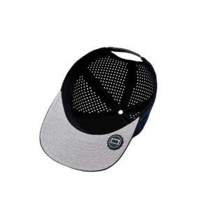 หมวกแก๊ปแบบมีรูระบายอากาศ 5 แผง ปีกแบน ปรับขนาดได้ พร้อมโลโก้แบบกำหนดเอง ป้ายยางกันน้ำ สำหรับกอล์ฟ - Product Image 4