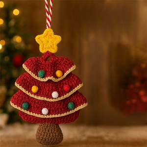 Nuevos adornos de árbol de <span class=keywords><strong>Navidad</strong></span> de estrella de ganchillo hechos <span class=keywords><strong>a</strong></span> mano con <span class=keywords><strong>bolas</strong></span> de colores y colgantes de <span class=keywords><strong>Navidad</strong></span> de punto de estrella - Product Image 5