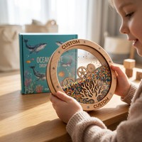 Console de jeu Montessori personnalisée en bois, avec tambour à engrenages et perles sensorielles, pour la motricité fine, jouet éducatif OEM
