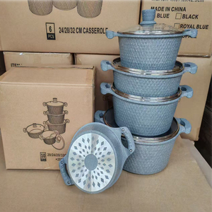 MOQ 10 Ensembles Vente en Gros Batterie de Cuisine 5 Pièces en Aluminium et Granit Antiadhésif - Casseroles et Poêles de Cuisine Durables pour Restaurant et Maison - Product Image 6