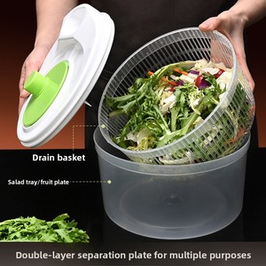 Essoreuse à salade Zenidoo multifonction pliable en plastique PP écologique, sécheuse à laitue, égouttoir manuel pour légumes - Product Image 5