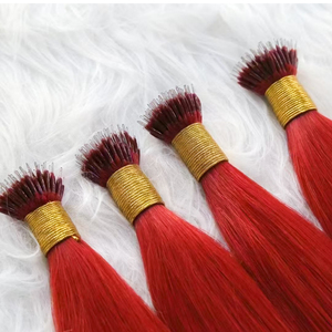 100g Pre-borsa personalizzabile peso colore rosso pieno cuticola europea Remy extension capelli umani con punta in metallo Nano colore chiaro - Product Image 1
