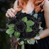 Fleurs artificielles noires, roses réalistes en mousse PE, couleur personnalisable pour bouquets de mariage DIY, centres de table et décorations