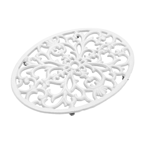 Al por mayor Salvamanteles de Hierro Fundido Ovalado Blanco Antiguo, Resistente al Calor, de Metal, Hueco, Decorativo, para Mesa y Soporte de Ollas - Product Image 1
