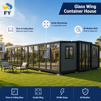 Maison conteneur préfabriquée extensible et pliable de 20 pieds/40 pieds avec mur-rideau en verre et cuisine-chambre
