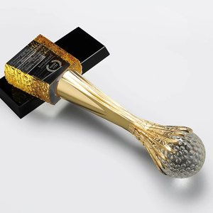 Gold Silver Bronze Resin <strong>Globe</strong> <strong>Golf</strong> Football <strong>Ball</strong> Event Crystal Trophy Award MH-NJ0564 - Product Image 2