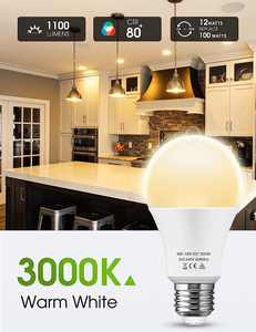 Trắng Ấm 3000K Bóng Đèn 12W Thay thế 100W LED Tiết Kiệm Năng Lượng Bóng Đèn E27 A60 LED Ánh Sáng Bóng Đèn Cho Hành Lang Nhà Để Xe Cầu Thang Sân Vườn - Product Image 5