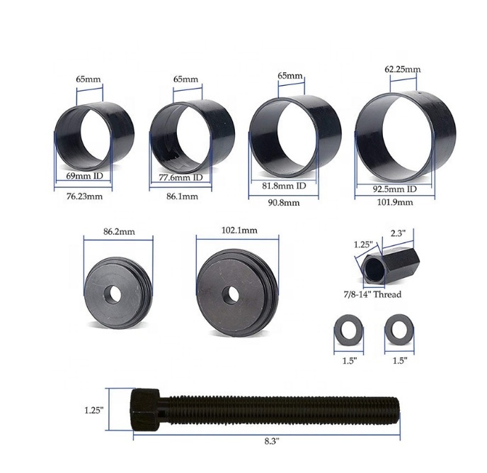 23x Wheel Bearing Press Kit Front Wheel Drive Bearing Adapter with Sliding Screw