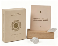 Cartes Oracle d'affirmation écologiques au design personnalisé avec logo sur mesure, support en bois durable et sac en velours pour jeu de cartes de tarot