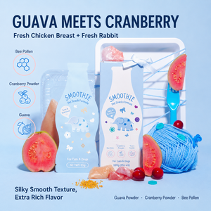 Friandise Smoothie pour animaux <span class=keywords><strong>de</strong></span> compagnie au poulet frais et au lapin, avec goyave, canneberge et pollen d'abeille, collation nutritive soyeuse pour chats et chiens - Product Image 1